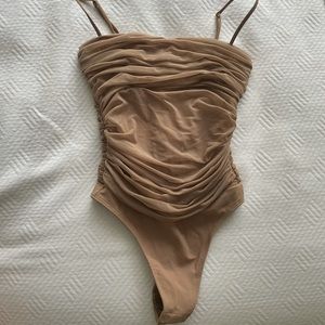 Aritzia Babaton Luxor Bodysuit in color Clay Mask